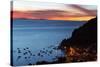 Dusk over the Town of Copacabana and Lake Titicaca-Alex Saberi-Stretched Canvas