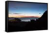 Dusk over the Town of Copacabana and Lake Titicaca-Alex Saberi-Framed Stretched Canvas