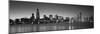 Dusk, Skyline, Chicago, Illinois, USA BW Black and White-null-Mounted Photographic Print