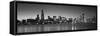 Dusk, Skyline, Chicago, Illinois, USA BW Black and White-null-Framed Stretched Canvas
