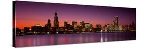 Dusk, Skyline, Chicago, Illinois, USA-null-Stretched Canvas