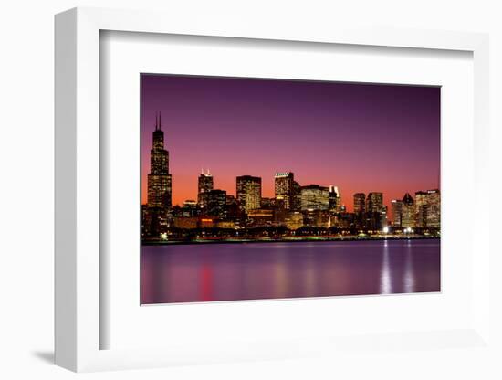 Dusk, Skyline, Chicago, Illinois, USA-null-Framed Photographic Print