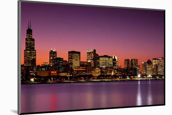 Dusk, Skyline, Chicago, Illinois, USA-null-Mounted Photographic Print