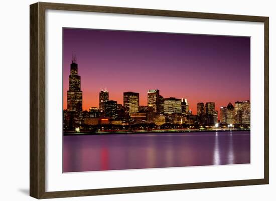 Dusk, Skyline, Chicago, Illinois, USA-null-Framed Photographic Print