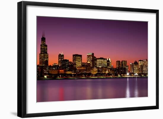 Dusk, Skyline, Chicago, Illinois, USA-null-Framed Photographic Print