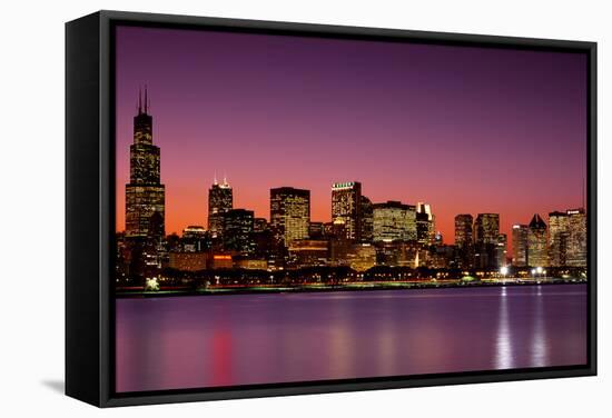 Dusk, Skyline, Chicago, Illinois, USA-null-Framed Stretched Canvas