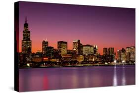 Dusk, Skyline, Chicago, Illinois, USA-null-Stretched Canvas