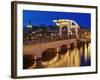 Dusk view of Magere Brug or Skinny Bridge and Amstel River, Netherlands, Holland-Adam Jones-Framed Photographic Print