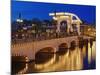 Dusk view of Magere Brug or Skinny Bridge and Amstel River, Netherlands, Holland-Adam Jones-Mounted Photographic Print