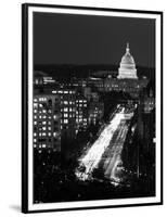 Dusk view of Pennsylvania Avenue, America's Main Street in Washington, D.C. - Black and White Varia-Carol Highsmith-Framed Art Print