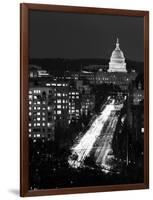 Dusk view of Pennsylvania Avenue, America's Main Street in Washington, D.C. - Black and White Varia-Carol Highsmith-Framed Art Print