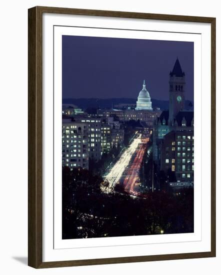 Dusk view of Pennsylvania Avenue, America's Main Street in Washington, D.C.-Carol Highsmith-Framed Art Print