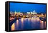 Dusk View of the Moscow Kremlin-Elena Ermakova-Framed Stretched Canvas