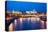 Dusk View of the Moscow Kremlin-Elena Ermakova-Stretched Canvas