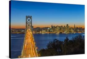 Dusk View over Bay Bridge and Downtown Skyline from Yerba Buena Island, San Francisco, California-Stefano Politi Markovina-Stretched Canvas