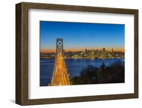 Dusk View over Bay Bridge and Downtown Skyline from Yerba Buena Island, San Francisco, California-Stefano Politi Markovina-Framed Photographic Print