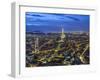 Dusk View over Eiffel Tower and Paris, France-Peter Adams-Framed Photographic Print