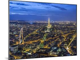 Dusk View over Eiffel Tower and Paris, France-Peter Adams-Mounted Photographic Print