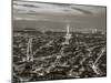 Dusk View over Eiffel Tower and Paris, France-Peter Adams-Mounted Photographic Print