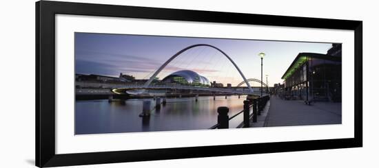 Dusk View Towards Millennium Bridge, River Tyne, Newcastle Upon Tyne, Tyne and Wear, England-Lee Frost-Framed Photographic Print