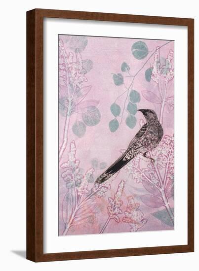 Dusk Wattlebird in Pink-Trudy Rice-Framed Art Print