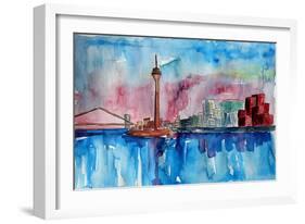 Dusseldorf Germany Media Harbour Sunset-Markus Bleichner-Framed Art Print