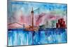 Dusseldorf Germany Media Harbour Sunset-Markus Bleichner-Mounted Art Print