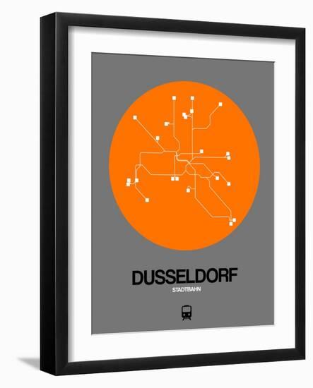 Dusseldorf Orange Subway Map-NaxArt-Framed Art Print