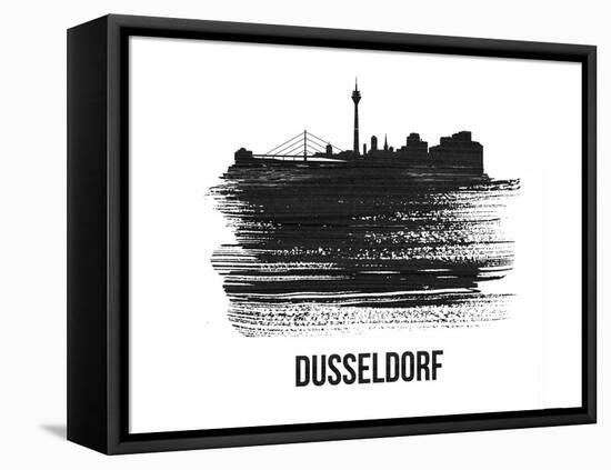 Dusseldorf Skyline Brush Stroke - Black II-NaxArt-Framed Stretched Canvas