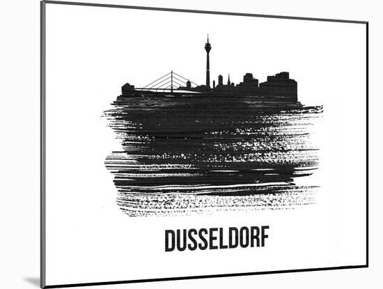 Dusseldorf Skyline Brush Stroke - Black II-NaxArt-Mounted Art Print