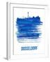 Dusseldorf Skyline Brush Stroke - Blue-NaxArt-Framed Art Print