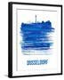 Dusseldorf Skyline Brush Stroke - Blue-NaxArt-Framed Art Print