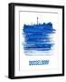 Dusseldorf Skyline Brush Stroke - Blue-NaxArt-Framed Art Print