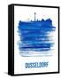 Dusseldorf Skyline Brush Stroke - Blue-NaxArt-Framed Stretched Canvas