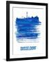 Dusseldorf Skyline Brush Stroke - Blue-NaxArt-Framed Art Print