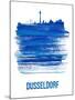 Dusseldorf Skyline Brush Stroke - Blue-NaxArt-Mounted Art Print