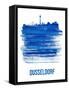 Dusseldorf Skyline Brush Stroke - Blue-NaxArt-Framed Stretched Canvas