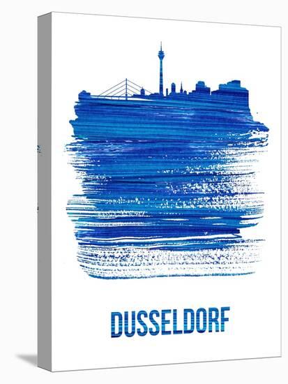 Dusseldorf Skyline Brush Stroke - Blue-NaxArt-Stretched Canvas