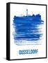 Dusseldorf Skyline Brush Stroke - Blue-NaxArt-Framed Stretched Canvas