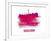 Dusseldorf Skyline Brush Stroke - Red-NaxArt-Framed Art Print