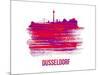 Dusseldorf Skyline Brush Stroke - Red-NaxArt-Mounted Art Print