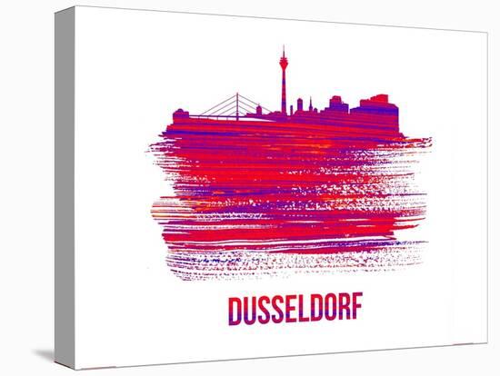 Dusseldorf Skyline Brush Stroke - Red-NaxArt-Stretched Canvas