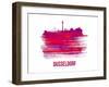 Dusseldorf Skyline Brush Stroke - Red-NaxArt-Framed Art Print