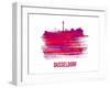 Dusseldorf Skyline Brush Stroke - Red-NaxArt-Framed Art Print