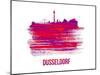 Dusseldorf Skyline Brush Stroke - Red-NaxArt-Mounted Art Print