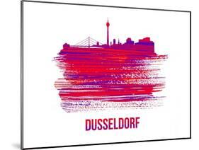 Dusseldorf Skyline Brush Stroke - Red-NaxArt-Mounted Art Print