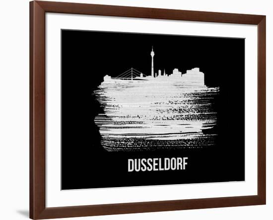 Dusseldorf Skyline Brush Stroke - White-NaxArt-Framed Art Print