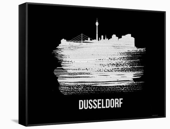 Dusseldorf Skyline Brush Stroke - White-NaxArt-Framed Stretched Canvas