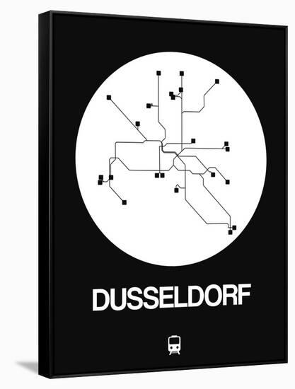 Dusseldorf White Subway Map-NaxArt-Framed Stretched Canvas