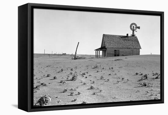 Dust Bowl Farm-Dorothea Lange-Framed Stretched Canvas